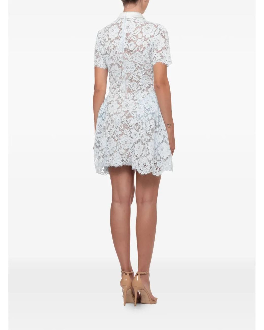 Self-Portrait White Lace Flared Mini Dress