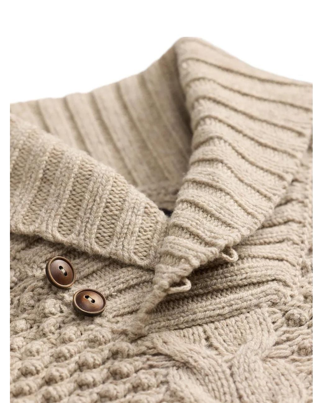 RRL Natural Cable-Knit Shawl-Collar Sweater for men