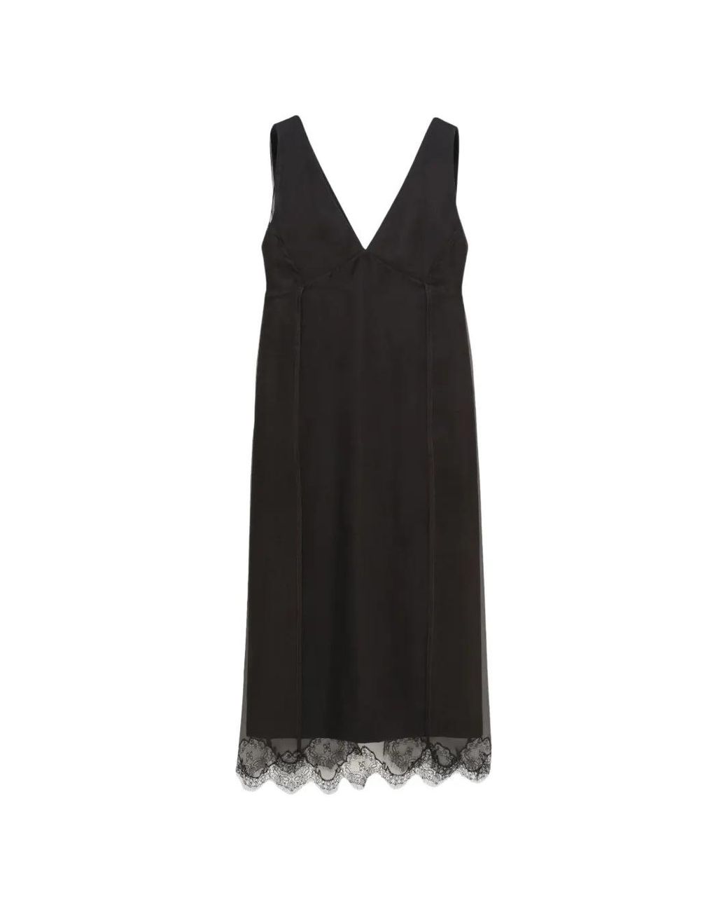 Carven Black Lace-Trim Midi Dress