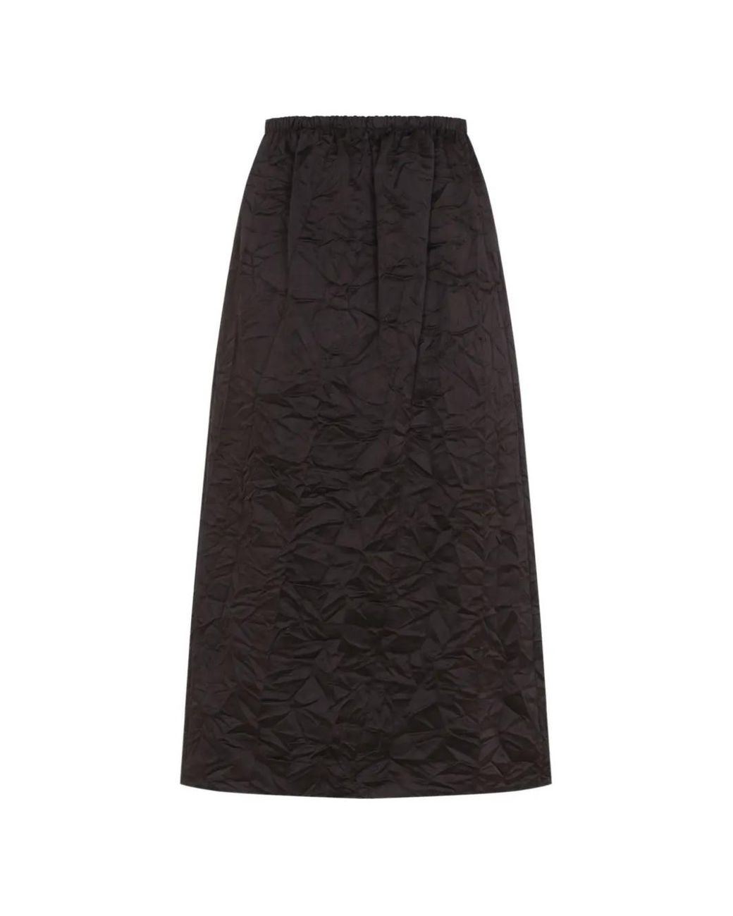 Carven Black Crinkled-Effect A-Line Midi Skirt