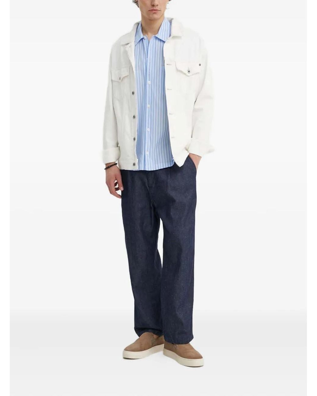 Samsøe & Samsøe Blue Chest-Pocket Striped-Pattern Shirt for men