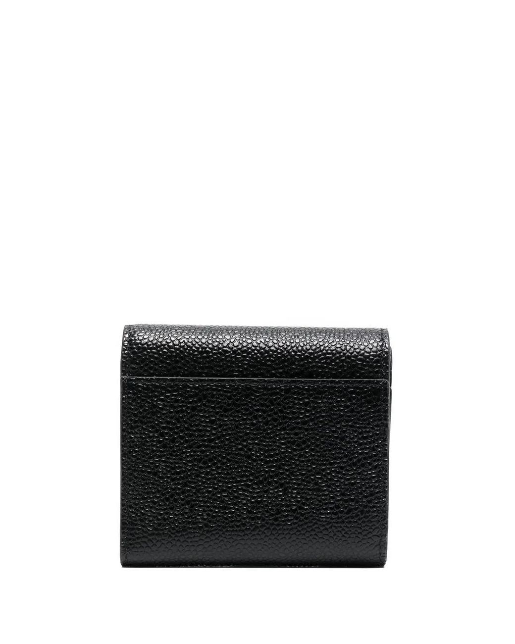 Thom Browne Black Pebble Grain Coin Compartment Small Purse