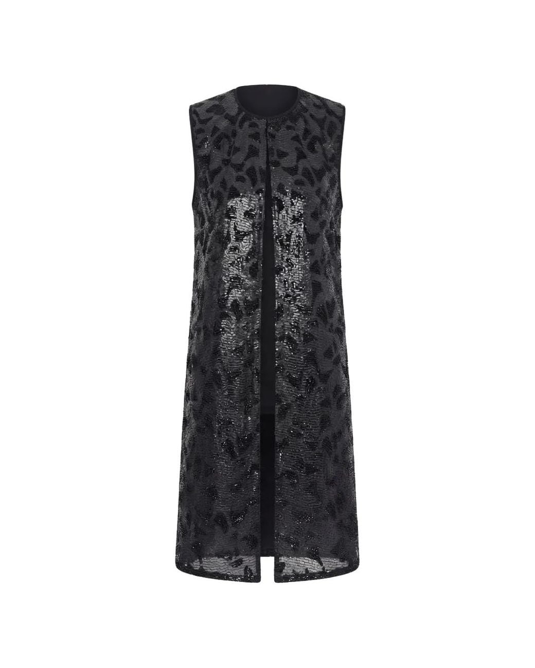 Gemy Maalouf Black Sequin-Embellished Padded Coat