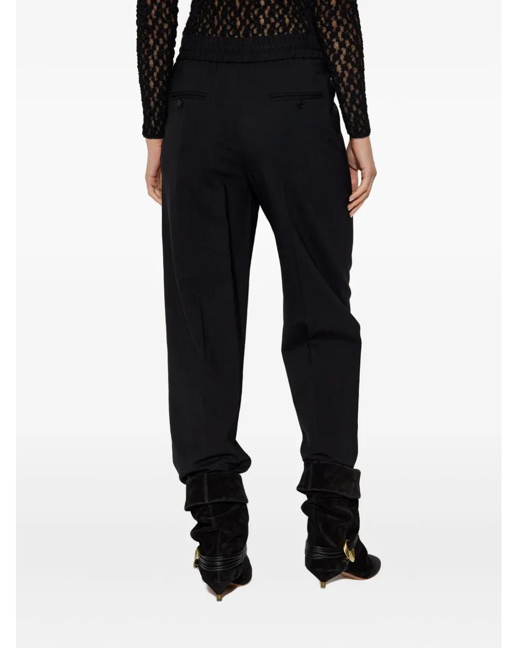 Isabel Marant Black Wool Elastane Straight Pants