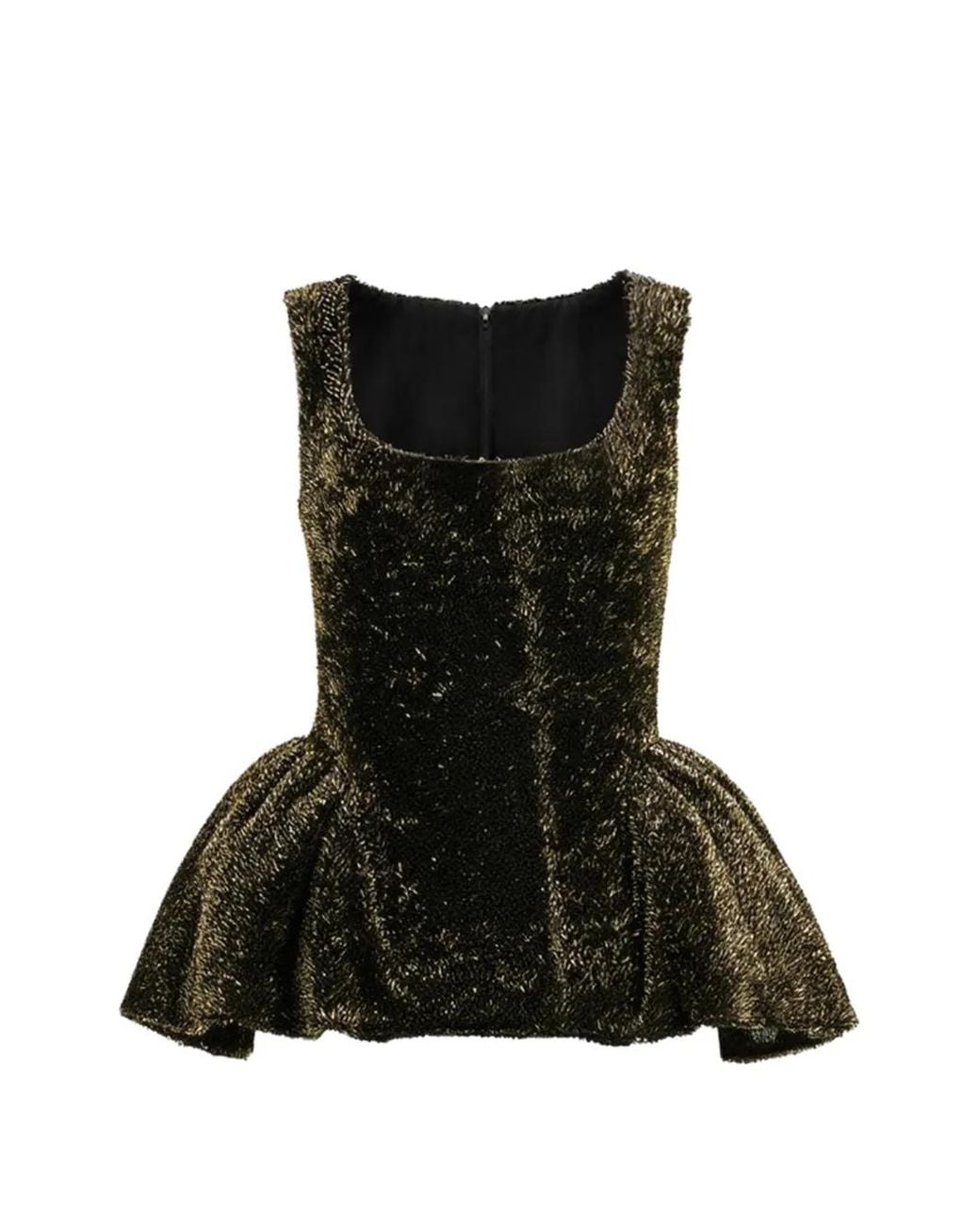 Gemy Maalouf Black Square-Neck Peplum Top