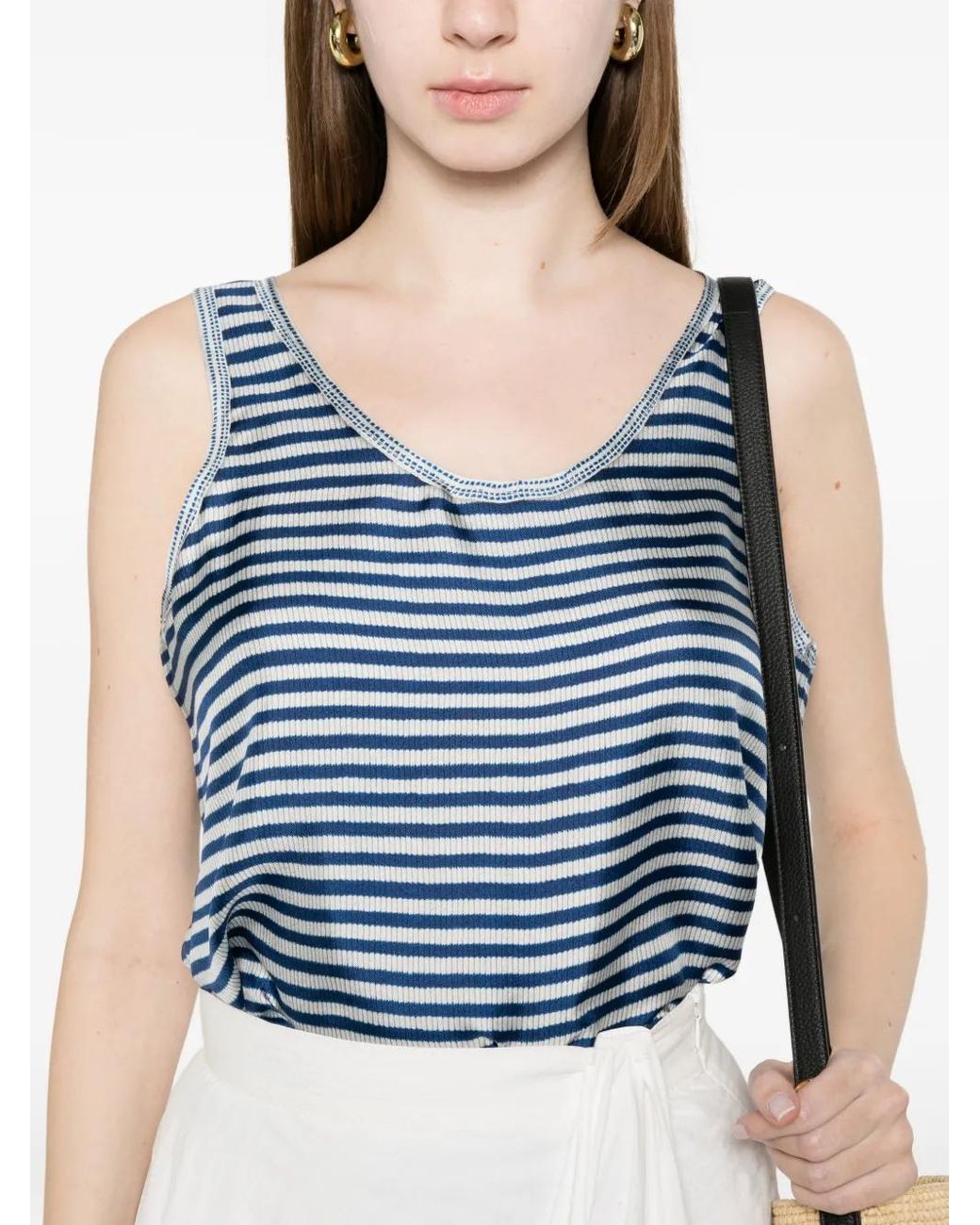Pierre Louis Mascia Blue Aloe Striped Top