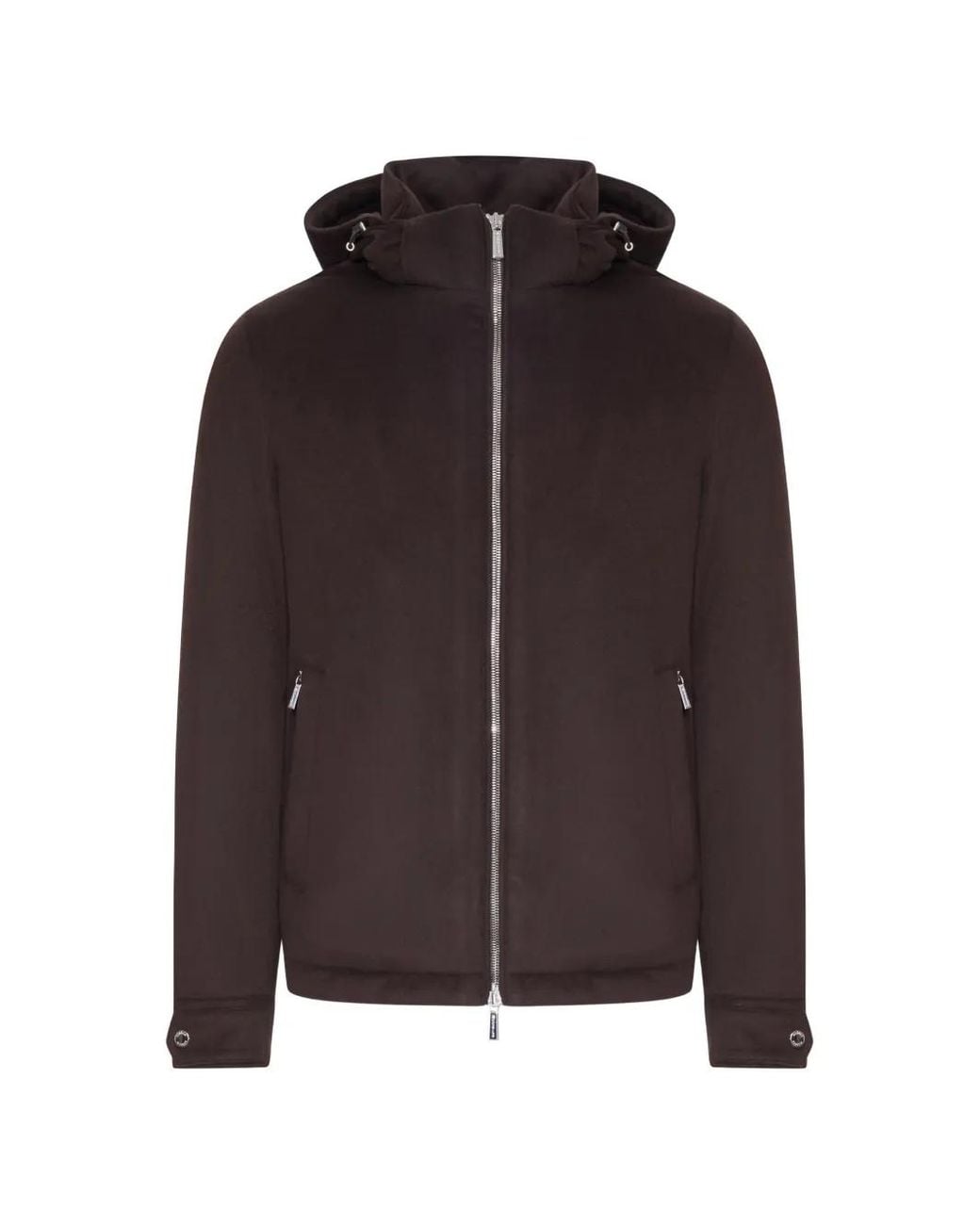 Moorer Brown Albini Cashmere Hooded Jacket for men