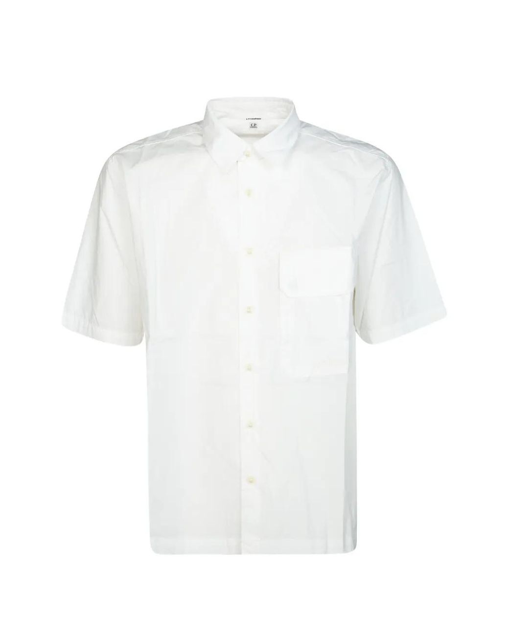 C P Company White Flap-Pocket Short-Sleeve Shirt for men