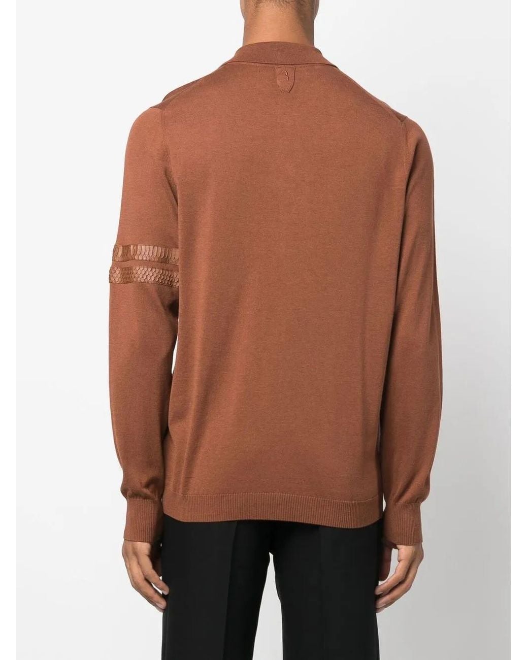 Billionaire Brown Logo-Patch Silk Blend Jumper for men