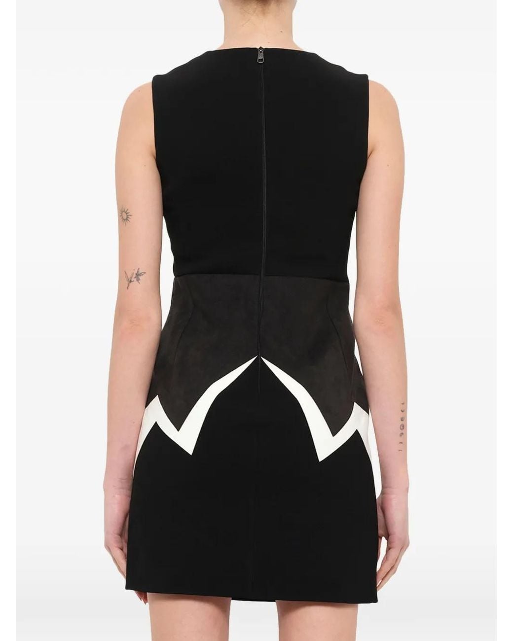 Neil Barrett Black Zigzag-Panel Sleeveless Mini Dress