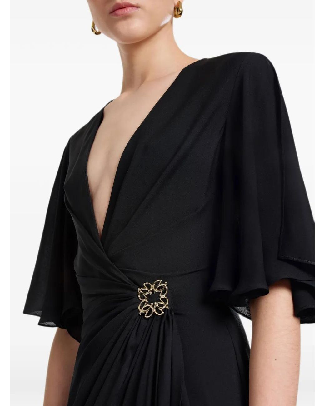 Elie Saab Black Robe Froncée En Soie
