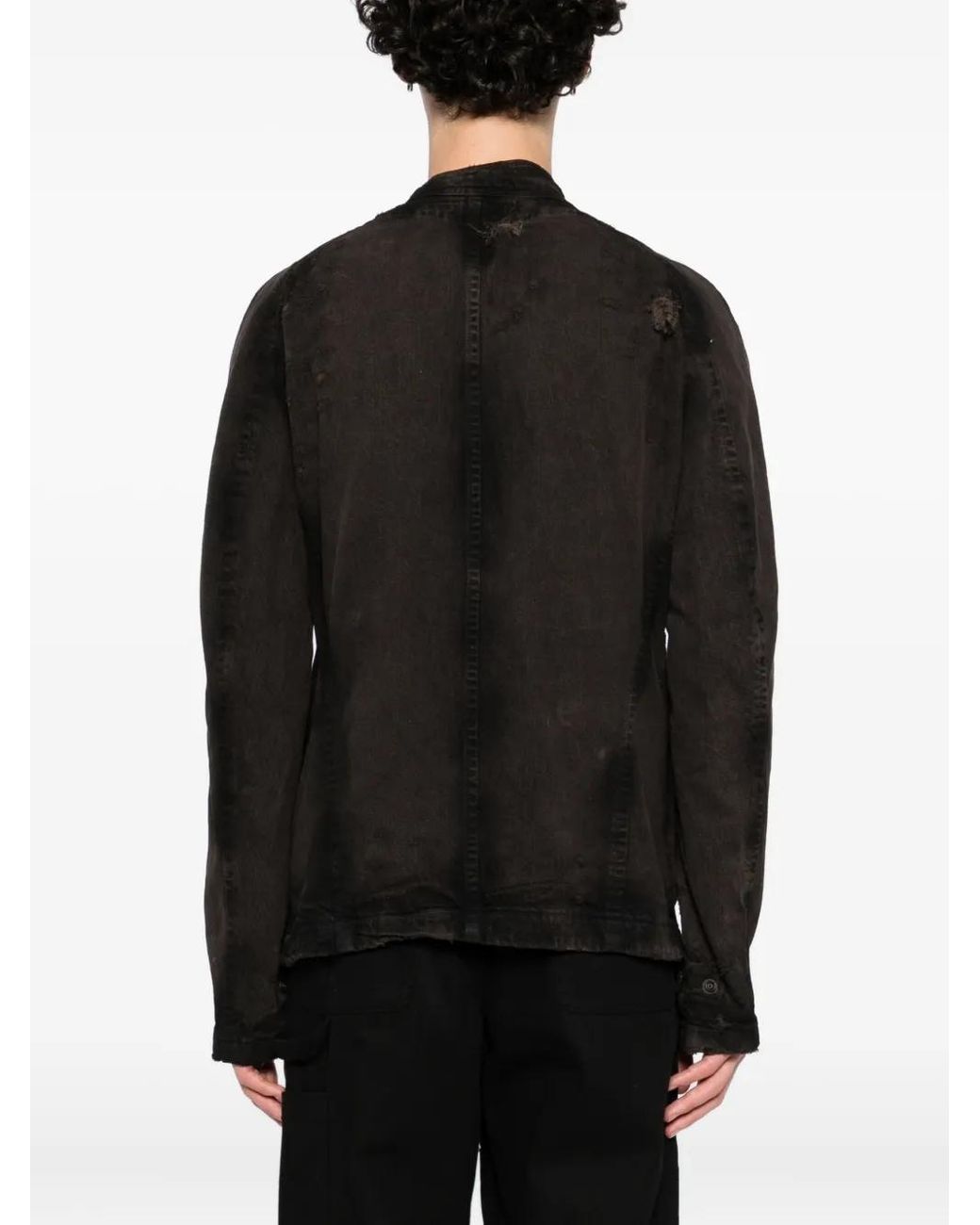 Julius Black Distressed-Effect Denim Jacket for men