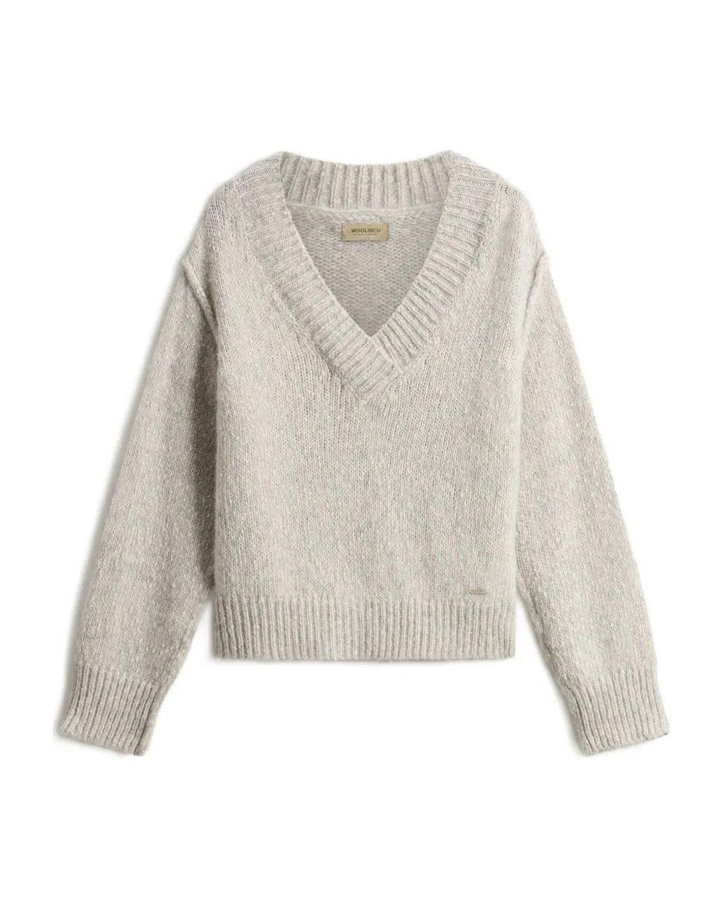 Woolrich White Pullover Mit V-Ausschnitt
