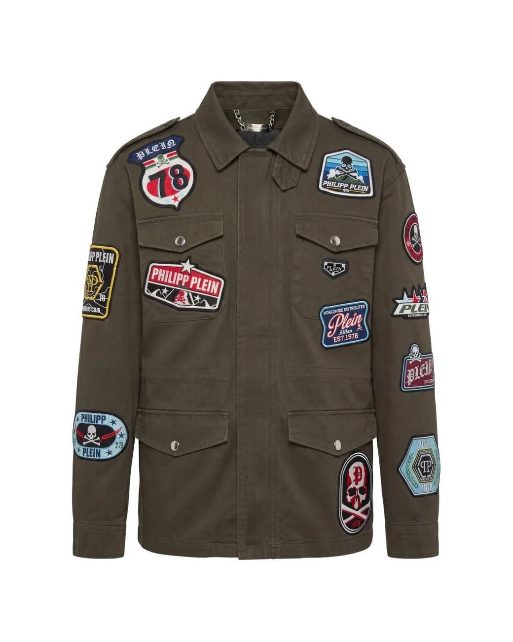 Philipp Plein Gray Military Jacket Patches for men