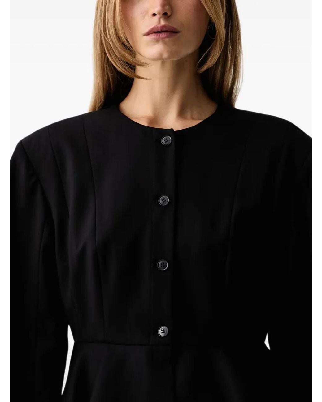 Gestuz Black Gzpaula Peplum-Hem Long-Sleeve Jacket
