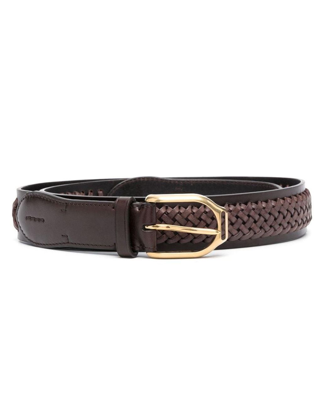 Ralph Lauren Purple Label Braided-detail Leather Belt in Black for Men ...