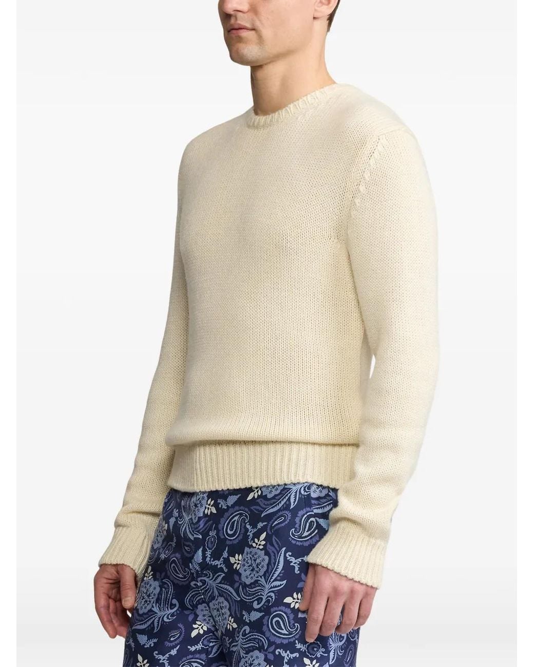 Ralph Lauren White Crew-Neck Sweater for men