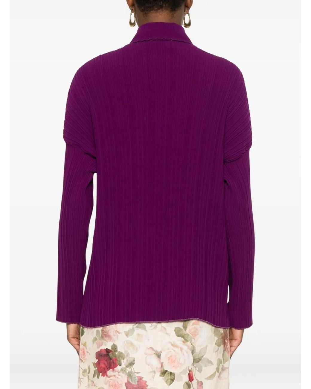 Forte_forte Geribbelde Blouse Met Knopen in het Purple