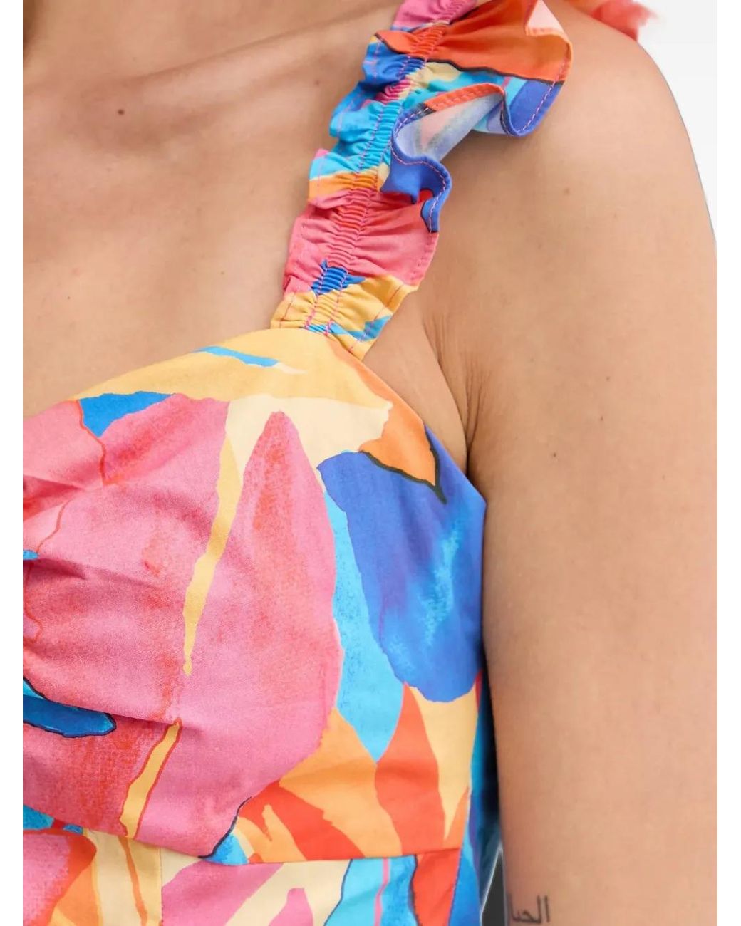 Morgan Blue Ruffled Printed Blouse