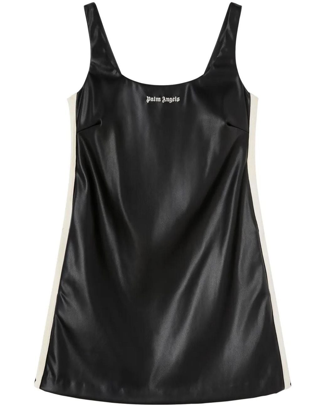 Palm Angels Black Leather Effect Track Dress