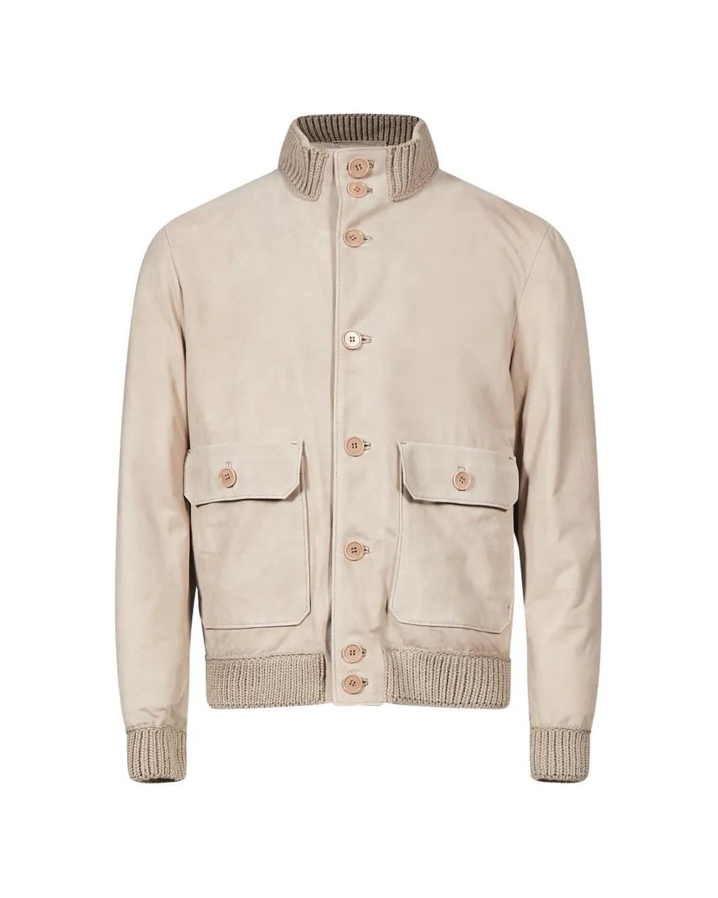 Salvatore Santoro Natural Ribbed-Trim Button-Up Jacket for men