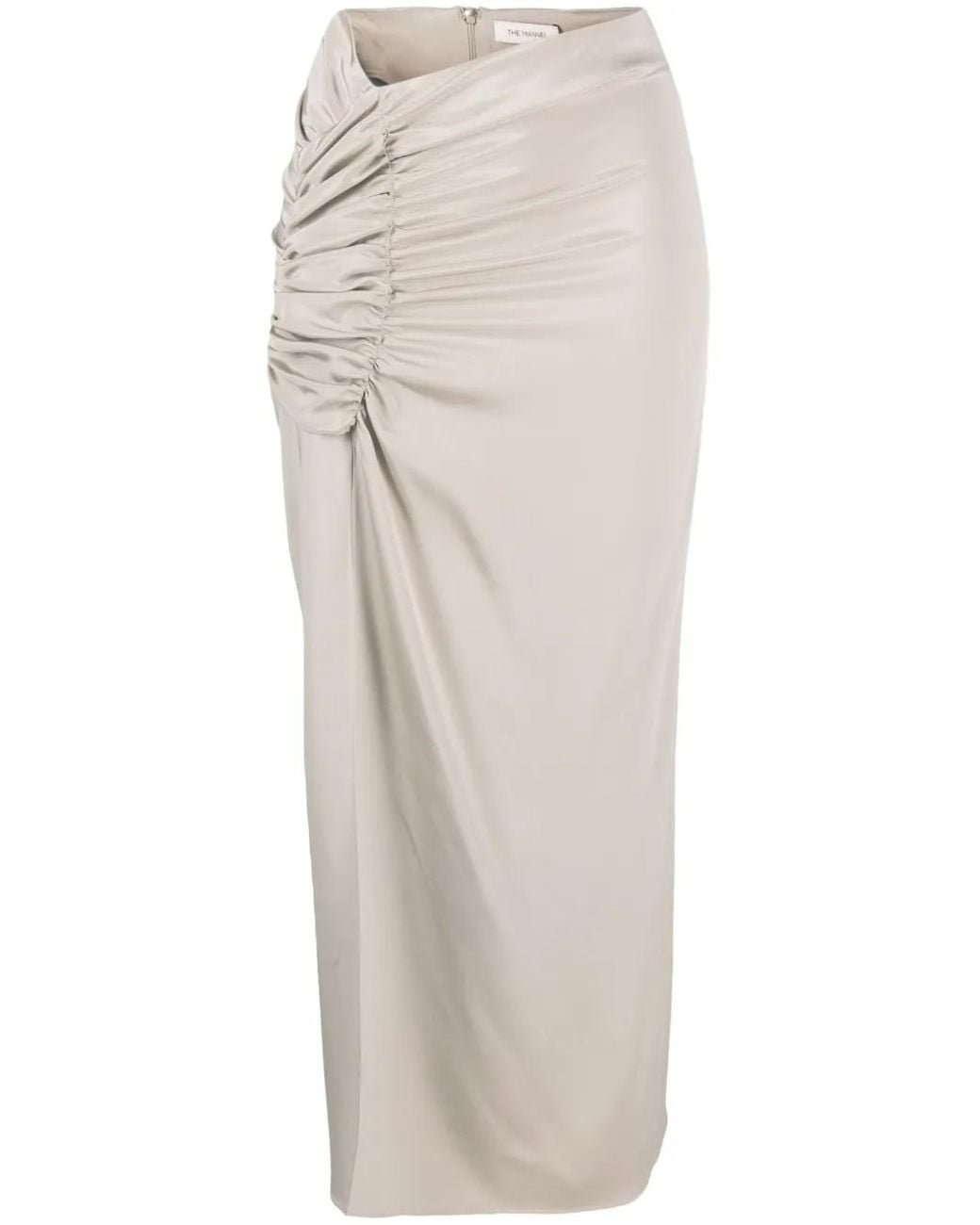 The Mannei White Asymmetric-Design Maxi Skirt