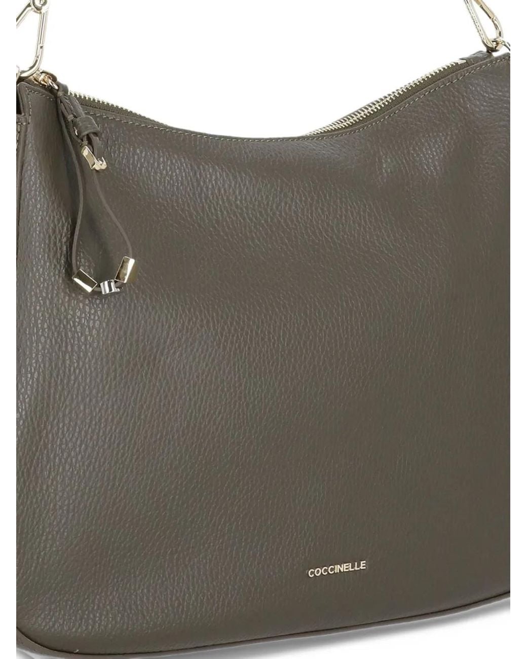 Coccinelle Gray Medium Nory Grained Leather Tote Bag
