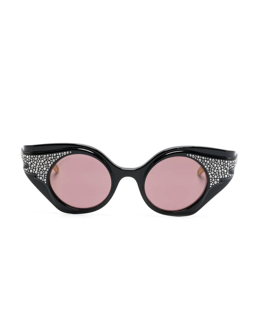 Gucci Brown Crystal-Embellished Butterfly-Frame Sunglasses
