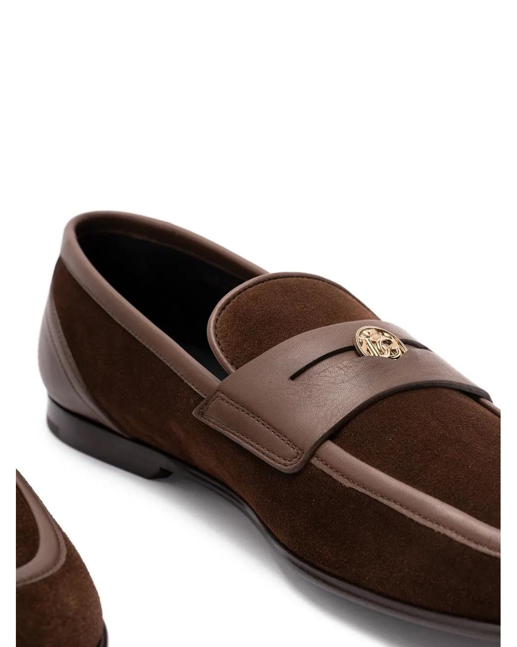 Dolce & Gabbana Brown Chaussons En Croûte De Cuir De Veau for men
