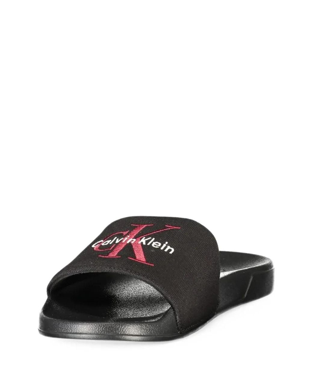 Calvin Klein White Logo-Print Slides for men