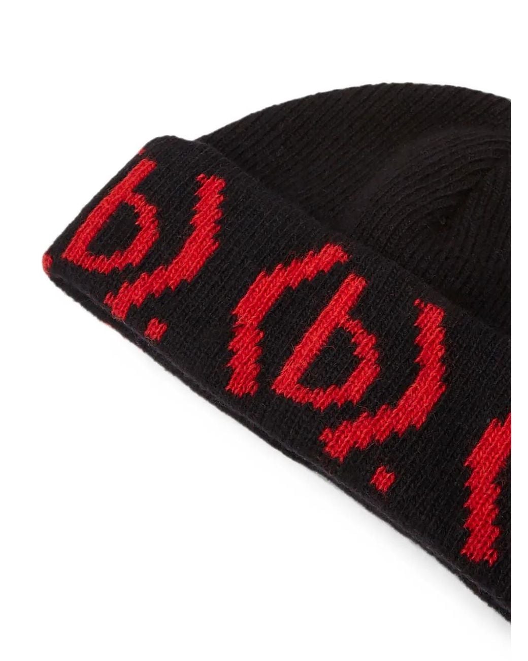 Bstroy Red Logo-Jacquard Beanie Hat