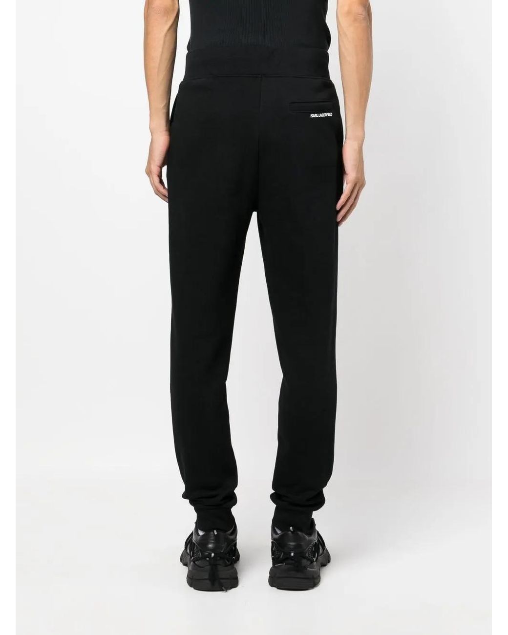Karl Lagerfeld Black Ikon Pintuck Track Pants for men