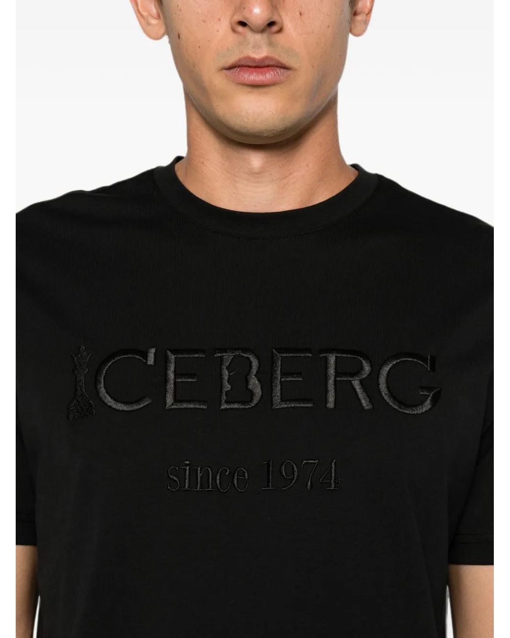 Iceberg Black T-Shirt À Logo Brodé for men