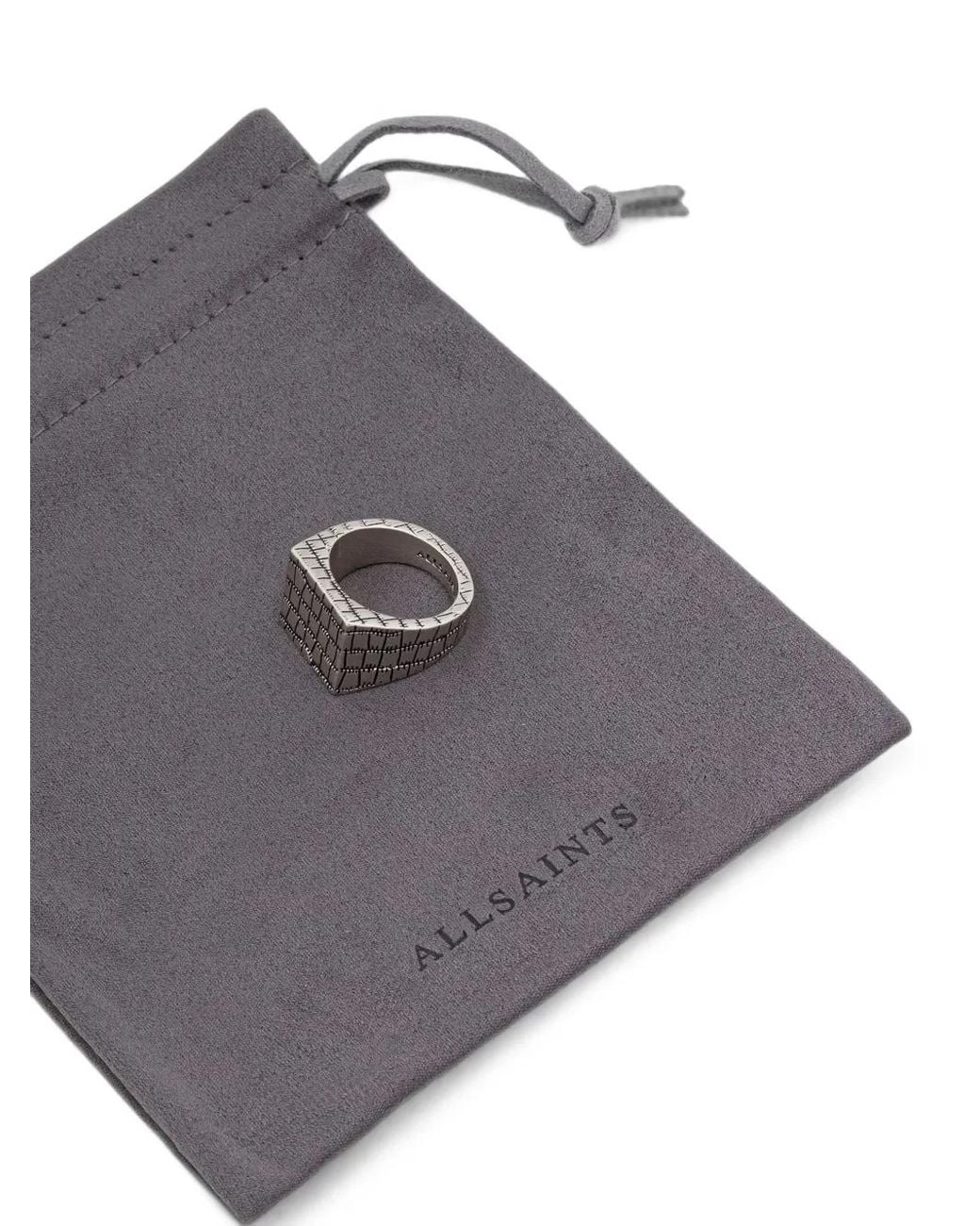 AllSaints Gray Etched Signet Rings