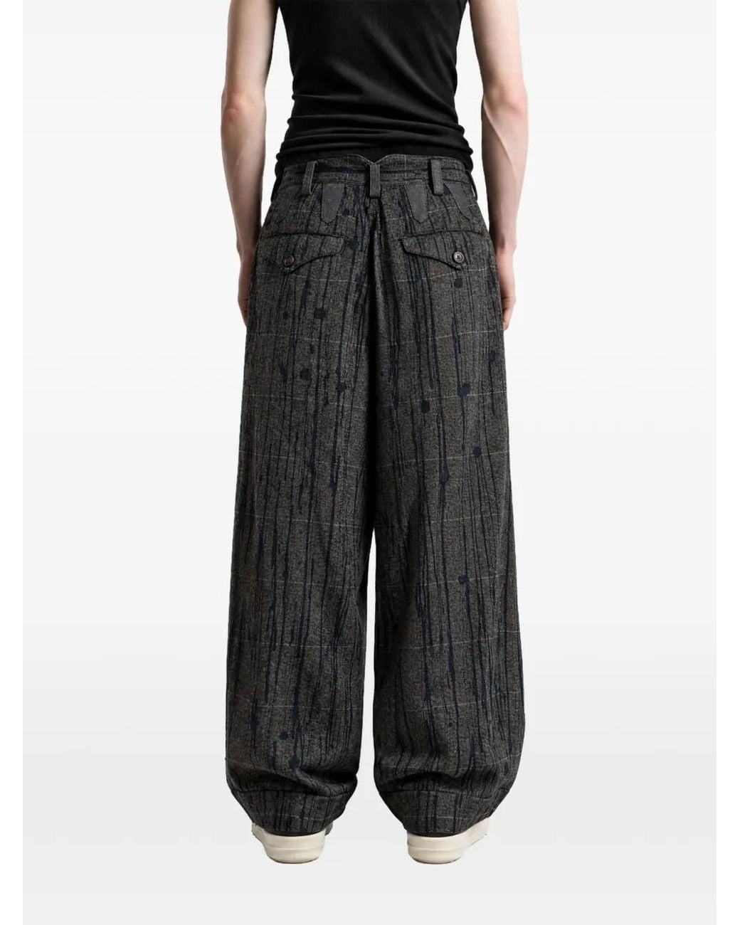 Ziggy Chen Gray Rain Drop Patterned Wide-Leg Trousers for men