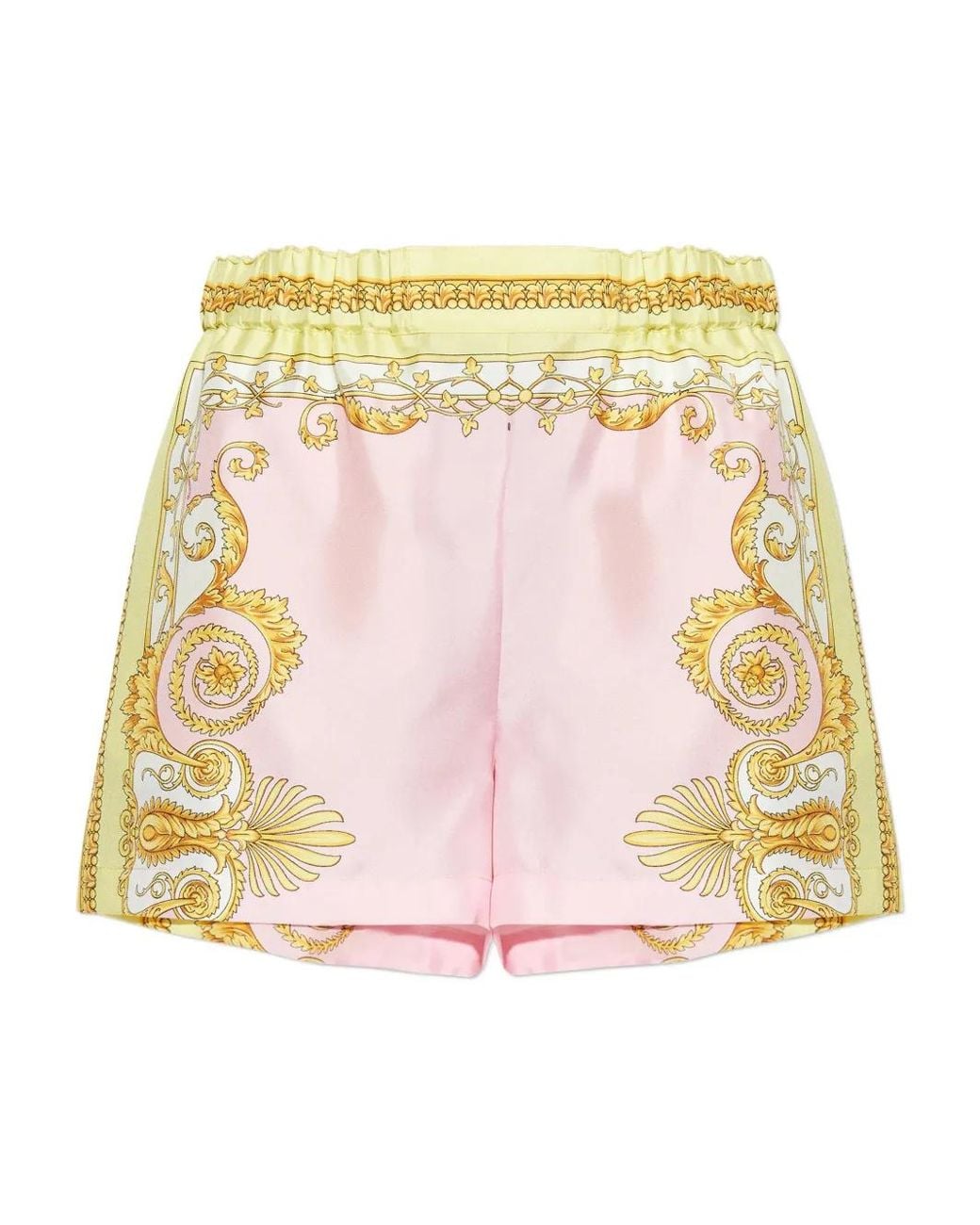 Versace Pink Silk & Nylon Baroque-Patterned Shorts