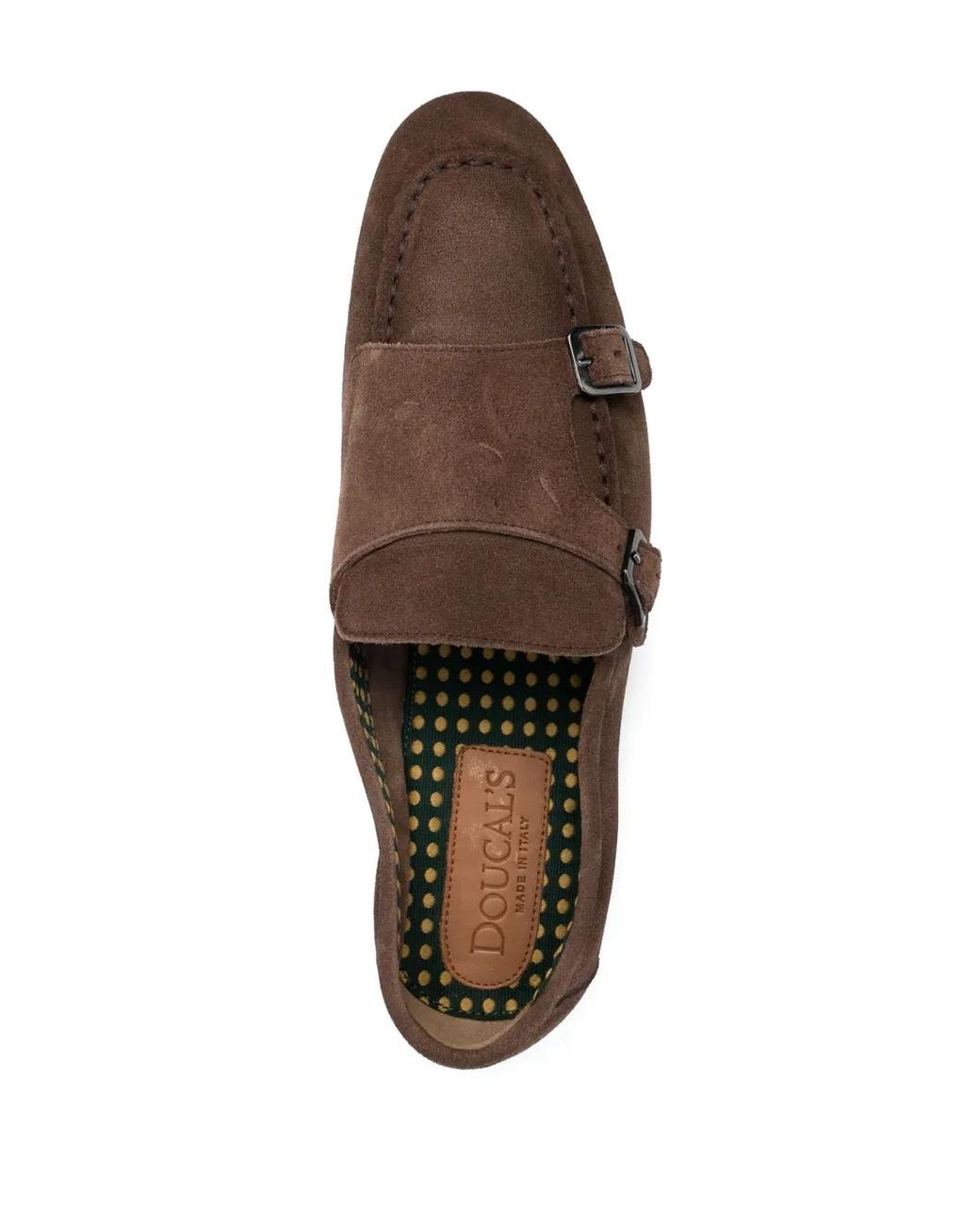 Doucal's Brown Buckle-Fastening Suede Monk Shoes