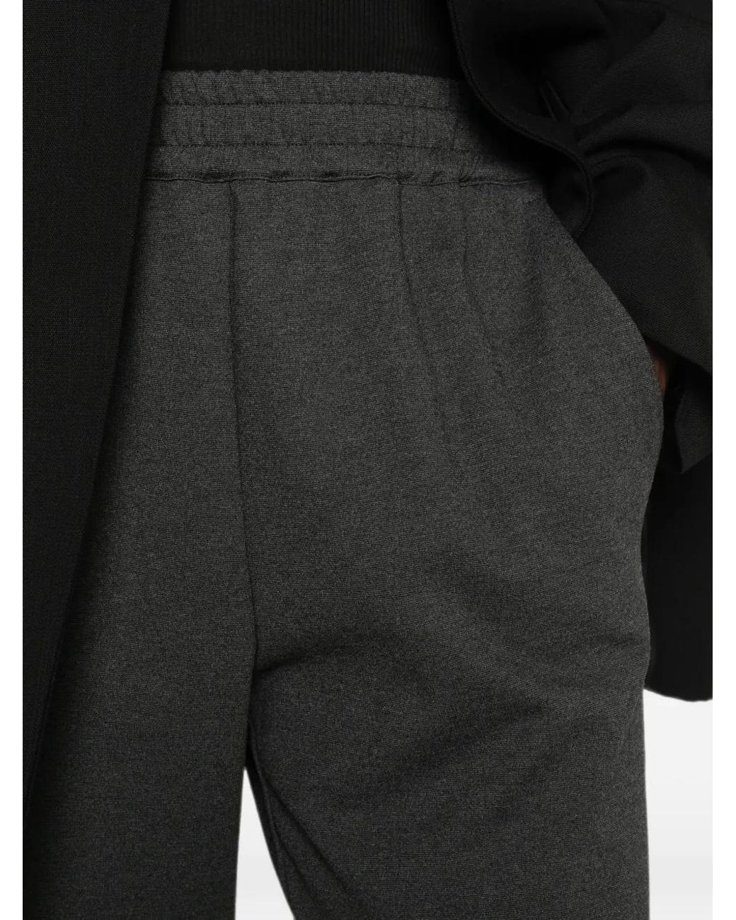 Pinko Gray Straight-Leg Trousers With Elasticated Waist