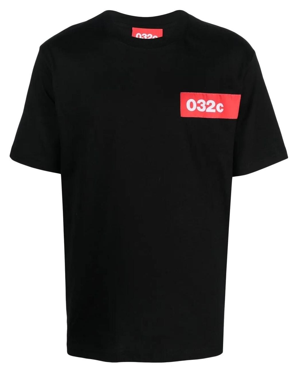 032c Black Logo-Patch Short-Sleeve T-Shirt for men