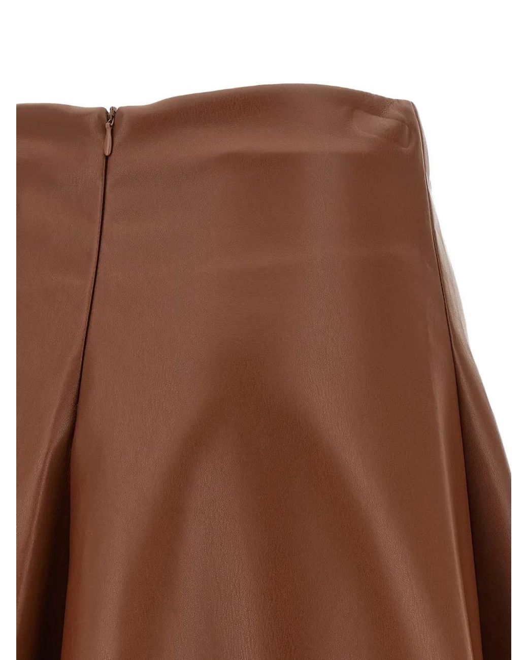 Nude Brown Flared Pleated Mini Skirt