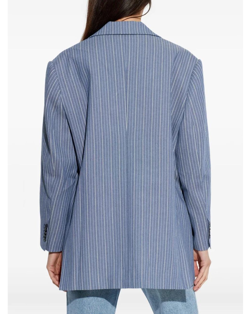 Munthe Blue Pinstripe Button Blazer