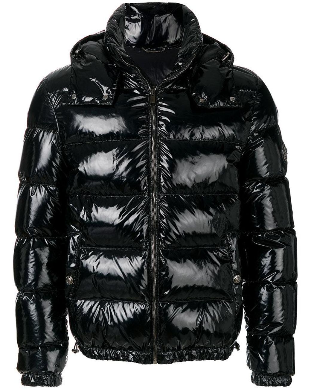 Chaqueta acolchada efecto charol Versace de hombre color Negro | Lyst