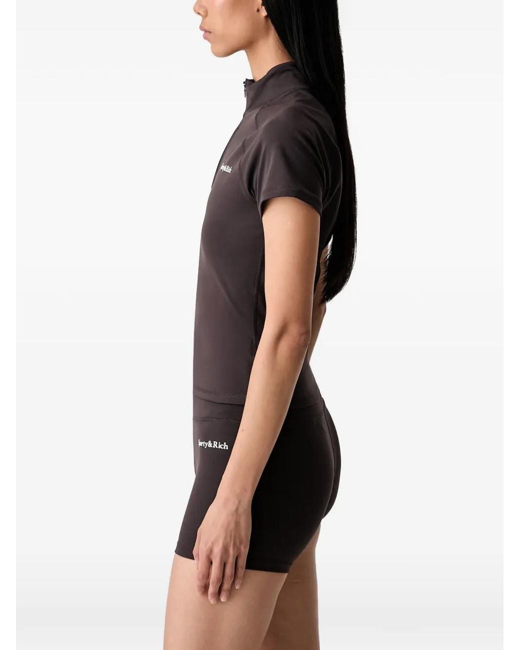 Sporty & Rich Black T-Shirt Zippé À Manches Raglan