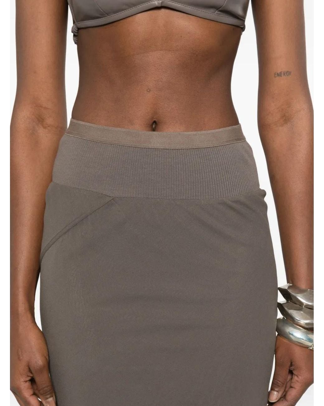 Rick Owens Brown Slim Long Coda Skirt