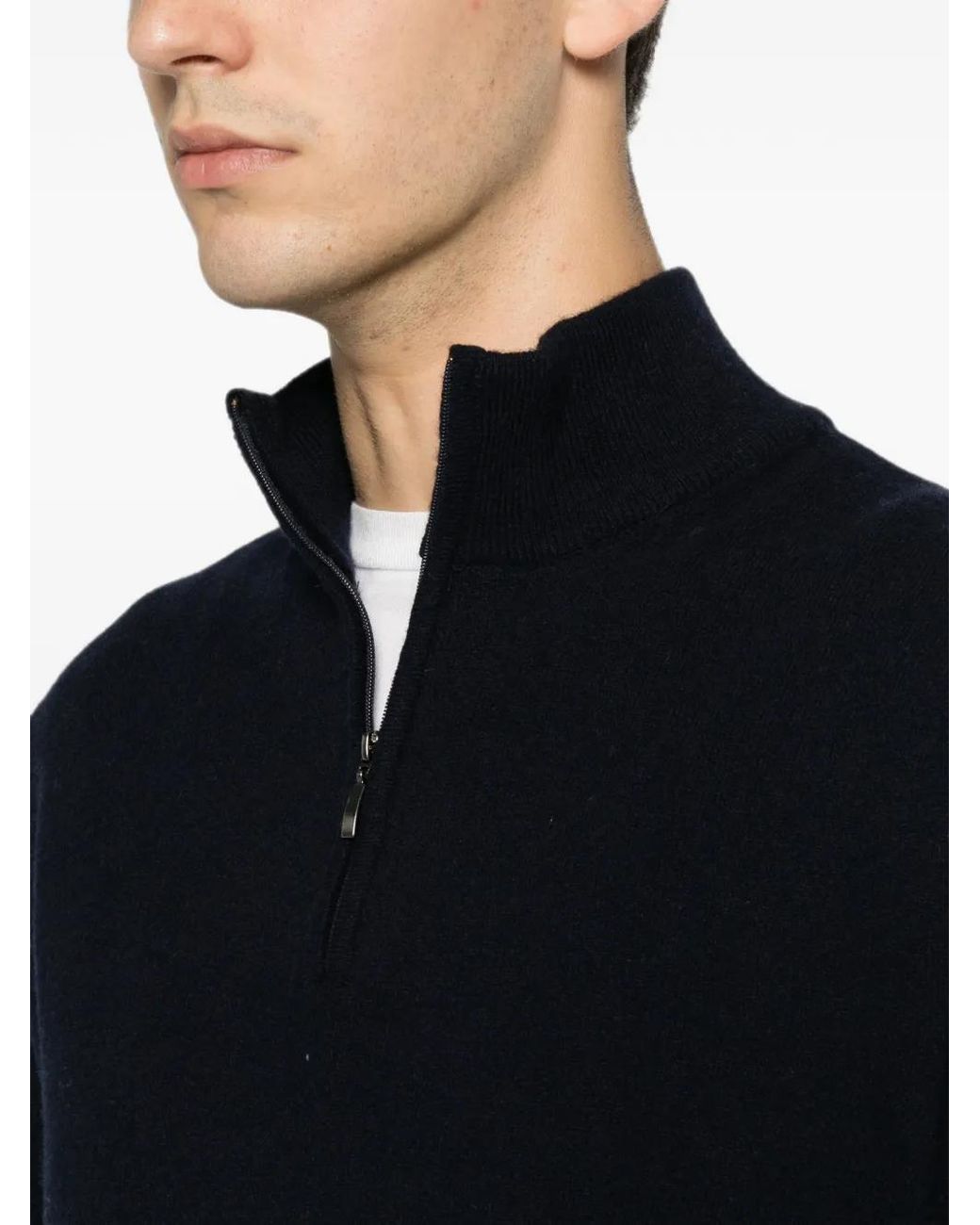 SERGIO MORETTI FIRENZE Black Half-Zip Sweater for men
