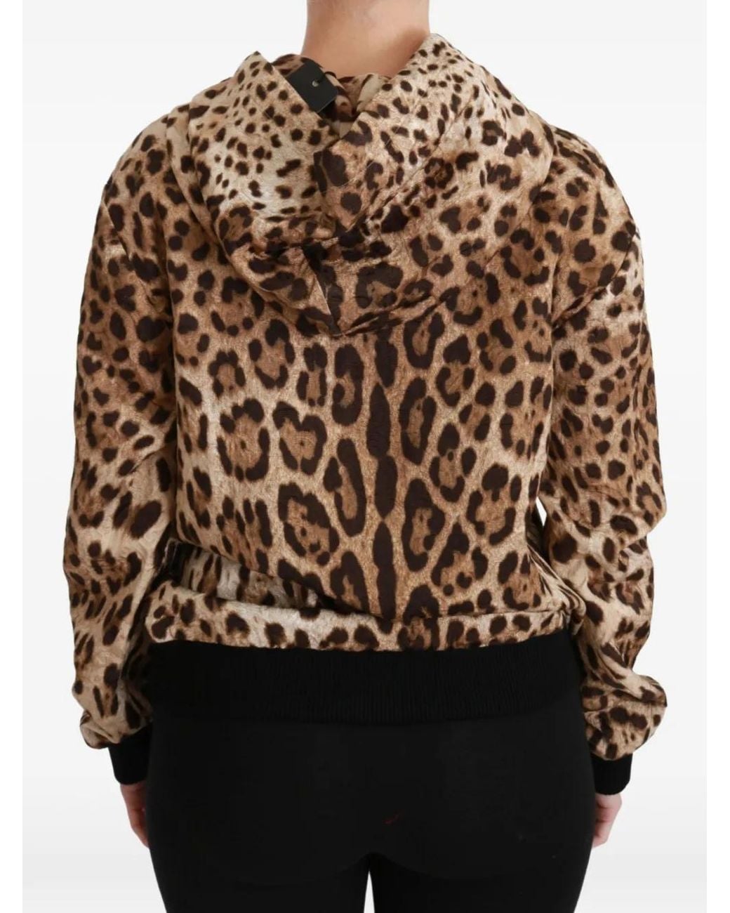 Dolce & Gabbana Black Leopard-Print Studded Hoodie