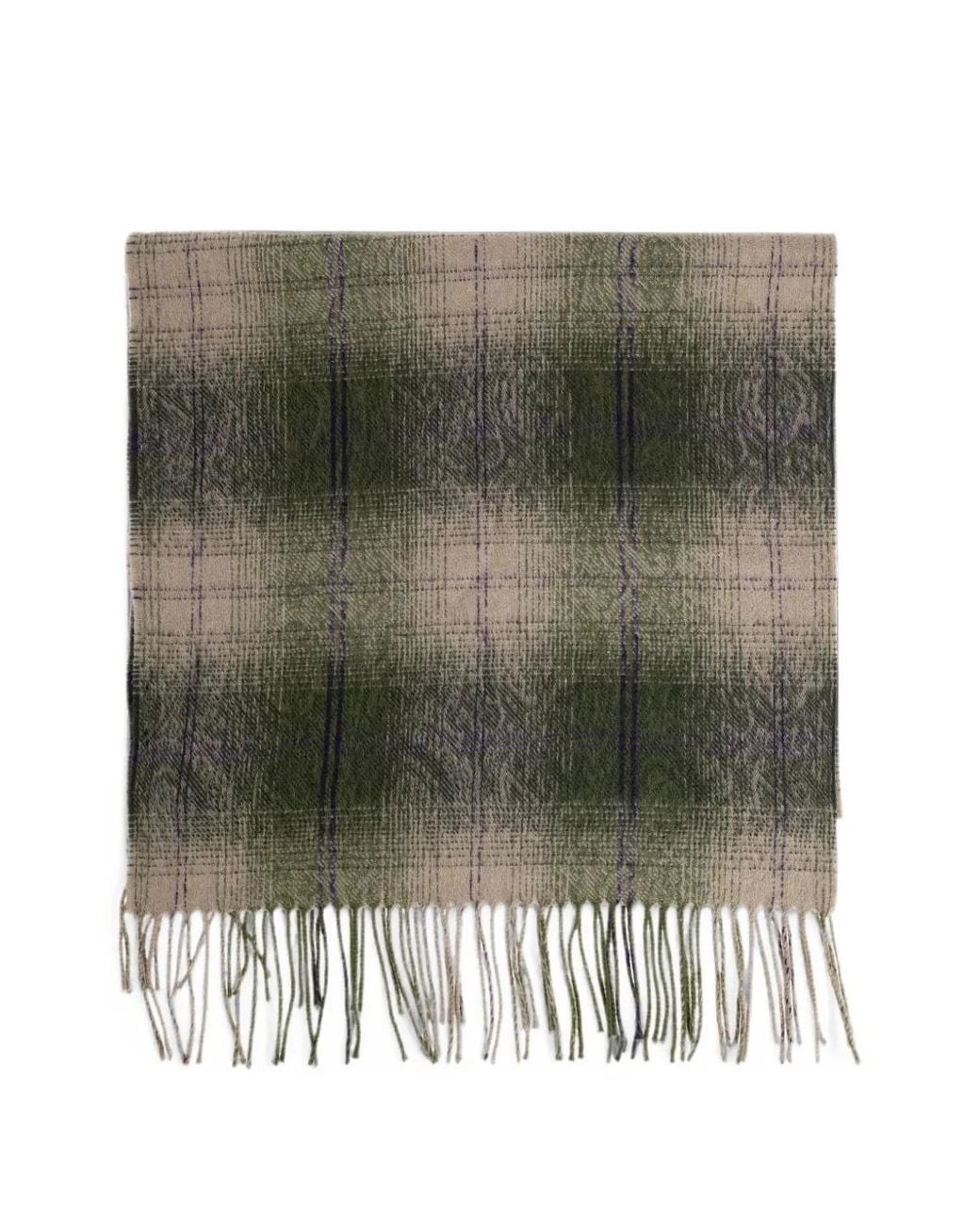 Etro Green Écharpe Frangée À Carreaux for men