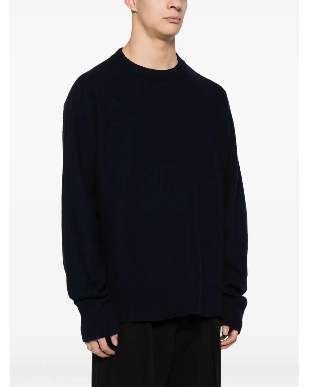 Jil Sander Blue Side-Slits Wool Jumper for men