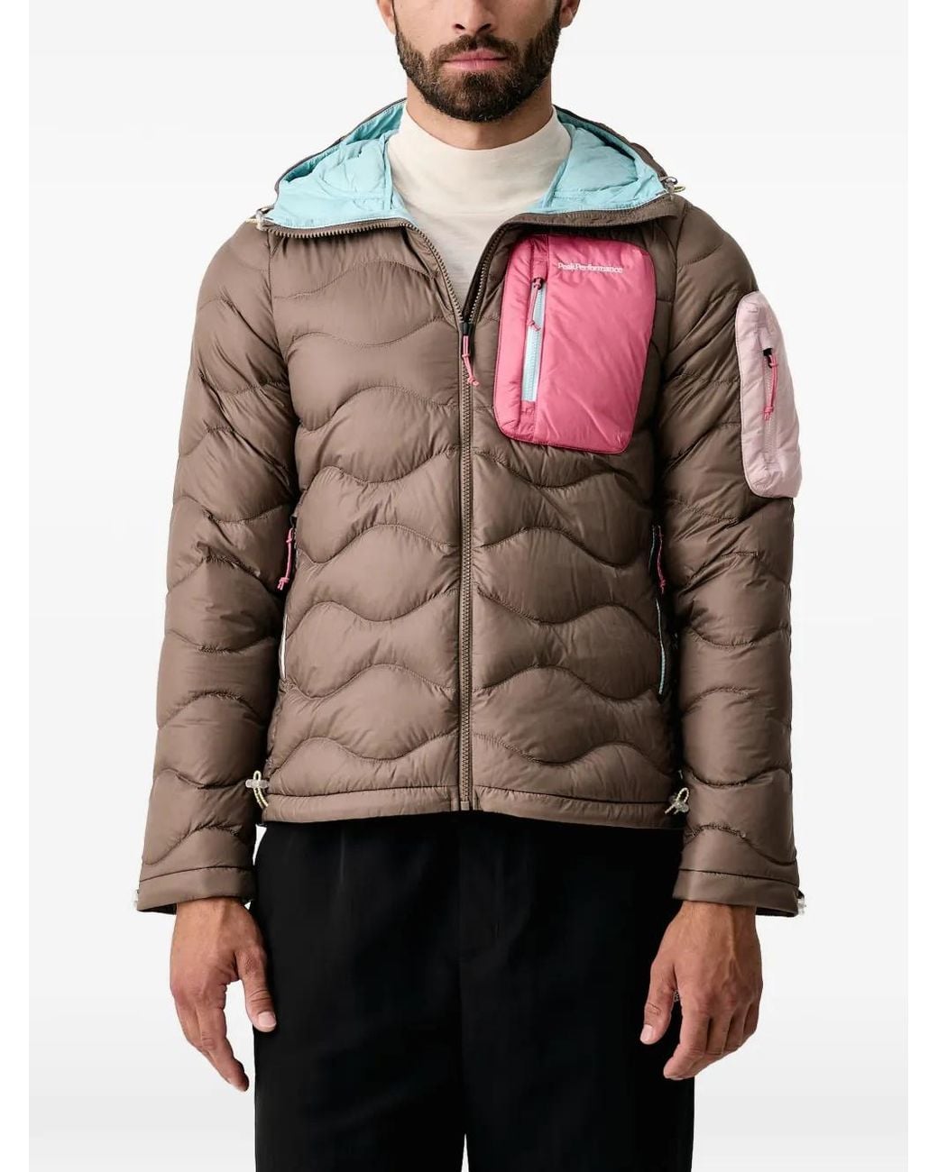 Peak Performance Brown Quilted Hooded Jacket for men