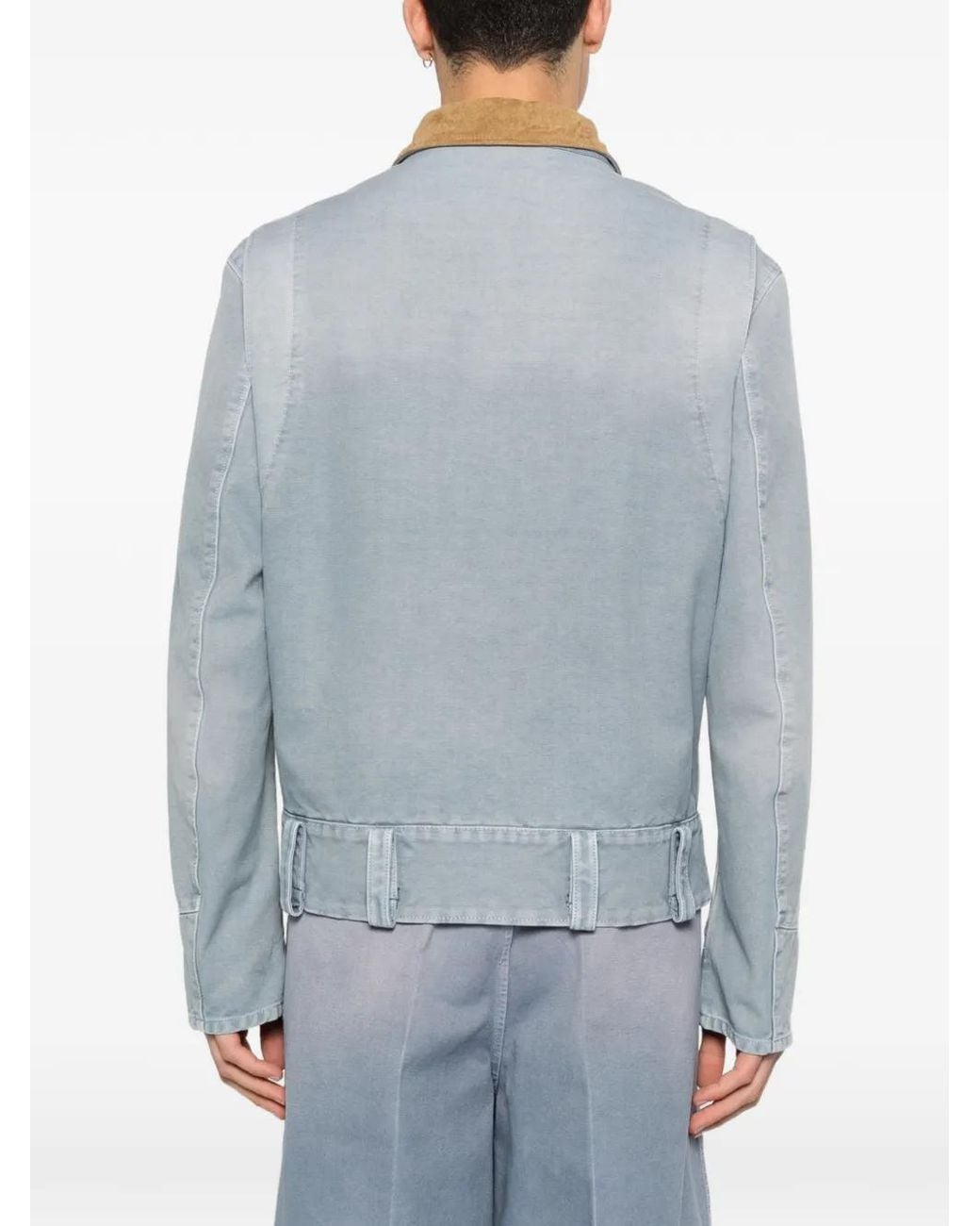 Marni Blue Contrast-Collar Zip-Fastening Jacket for men